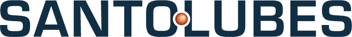 Santolubes logo featuring blue and gray text with a spherical graphic design